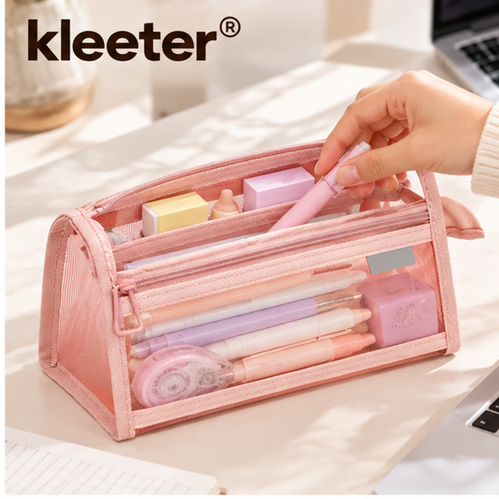 kleeter® Transparent Mesh Pencil Case