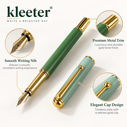 kleeter® Premium Green & Gold Fountain Pen