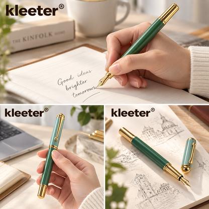kleeter® Premium Green & Gold Fountain Pen