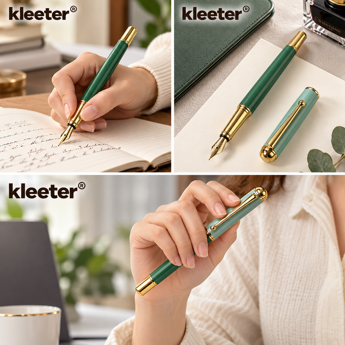 kleeter® Premium Green & Gold Fountain Pen