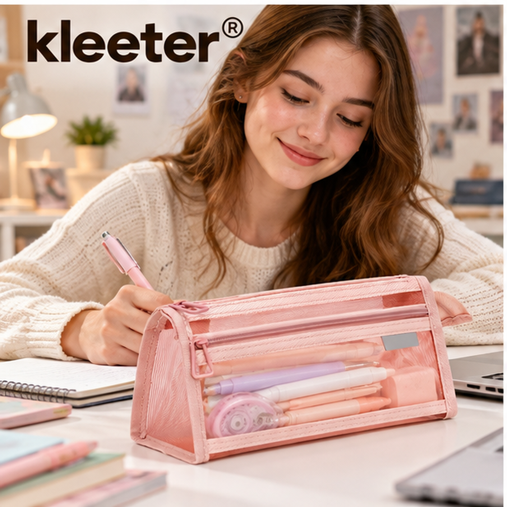 kleeter® Transparent Mesh Pencil Case
