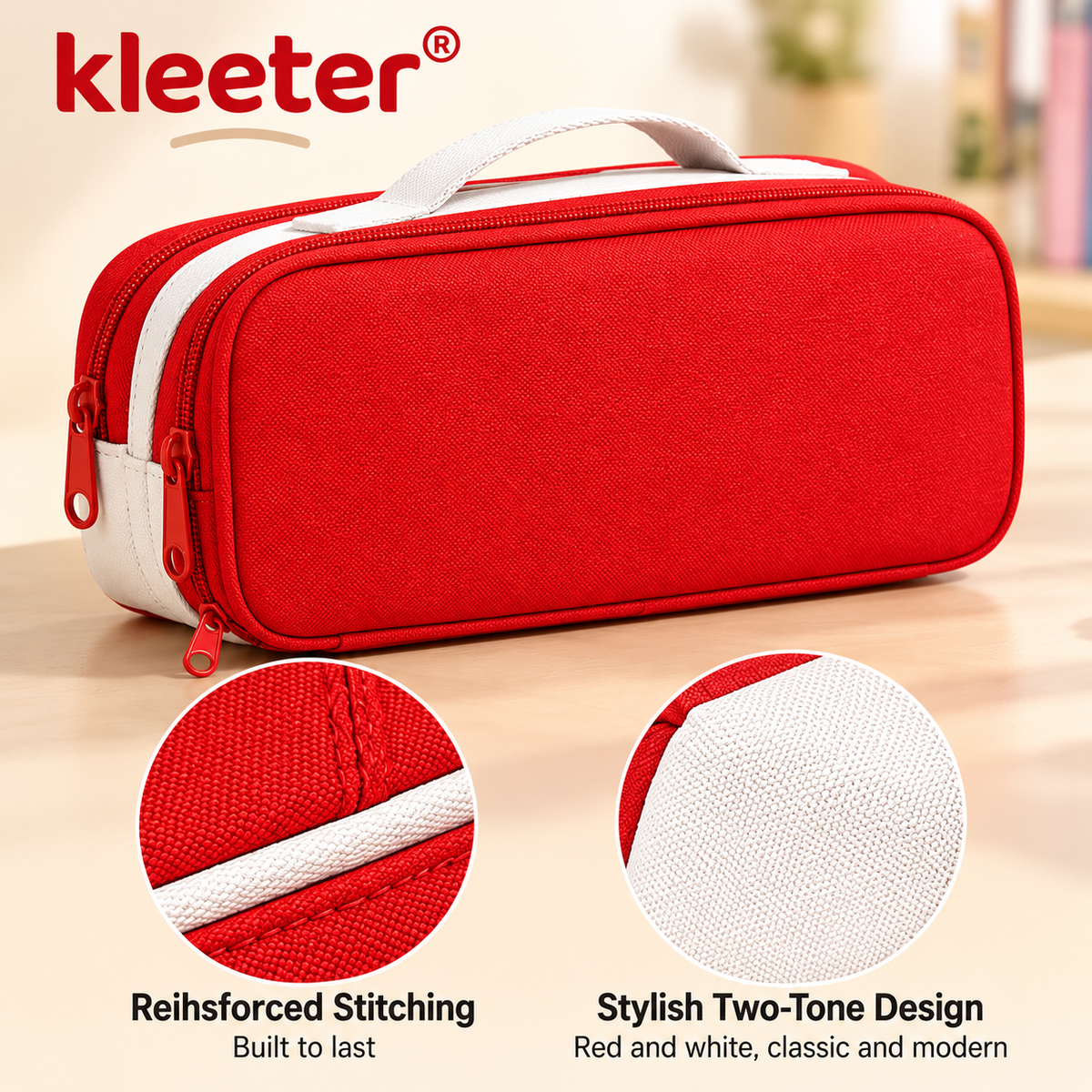 kleeter® Large Capacity Multi-Compartment Pencil Case