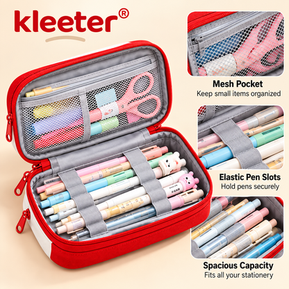 kleeter® Large Capacity Multi-Compartment Pencil Case