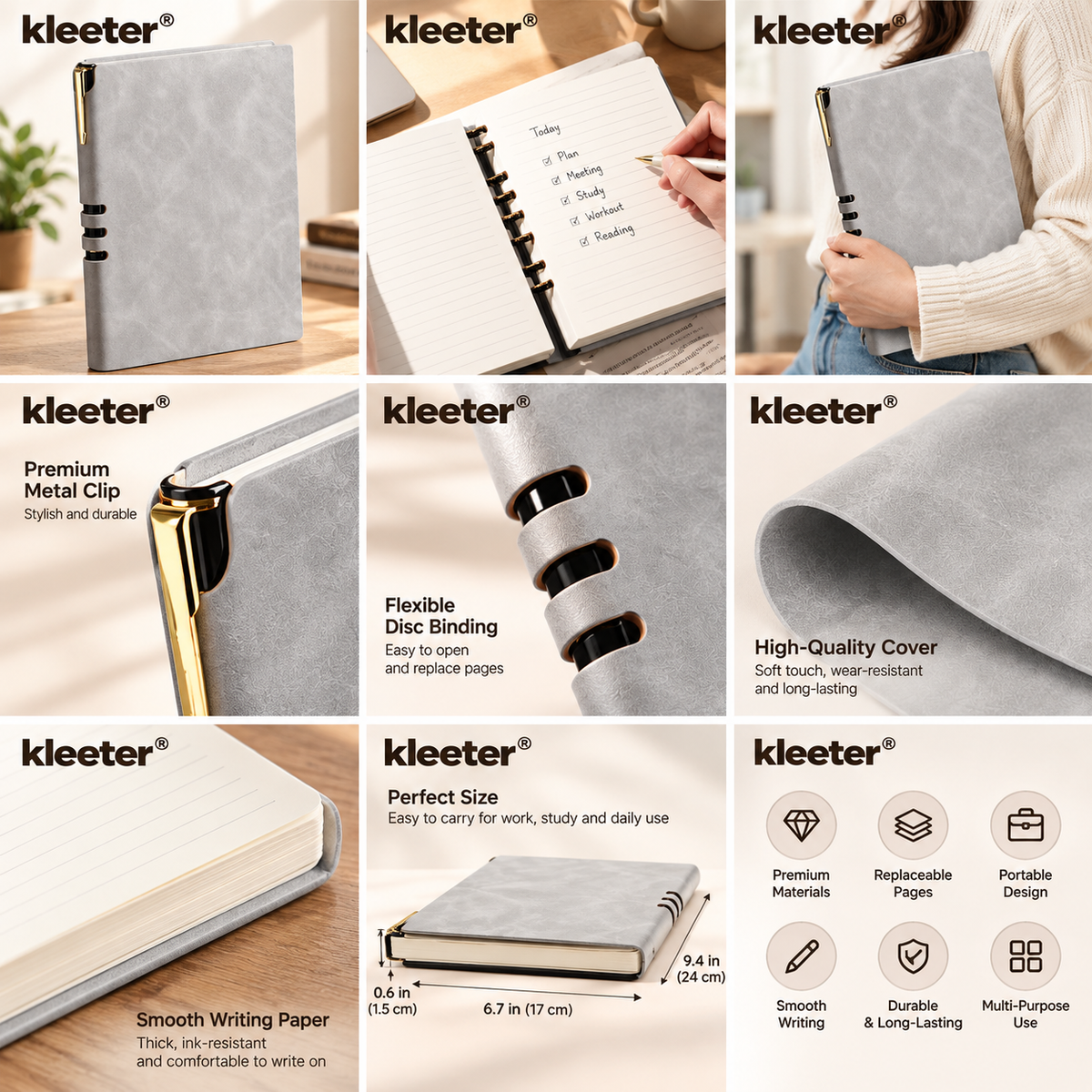 kleeter® Premium Disc-Bound NotebookRe