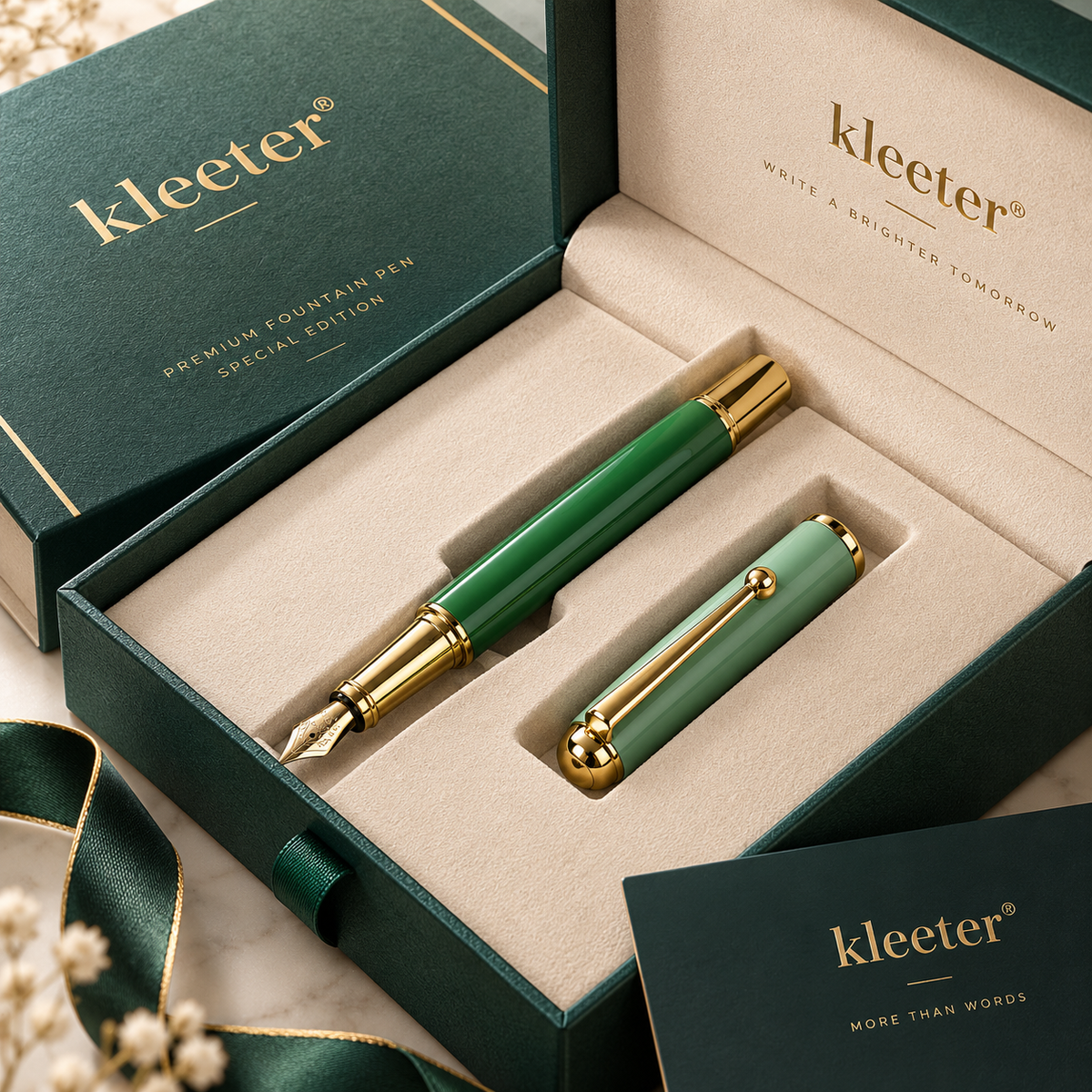 kleeter® Premium Green & Gold Fountain Pen